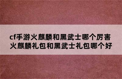 cf手游火麒麟和黑武士哪个厉害 火麒麟礼包和黑武士礼包哪个好